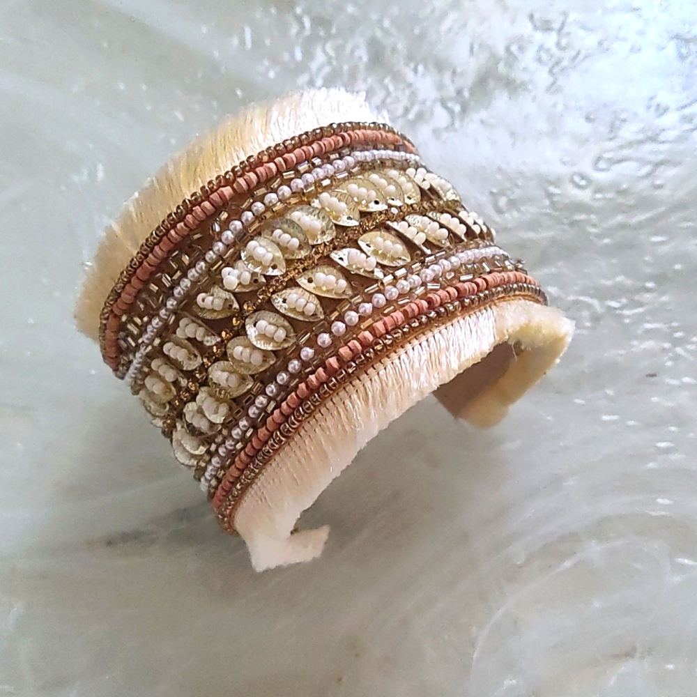 Anthropologie Seraphina Embellished beaded cuff bracelet